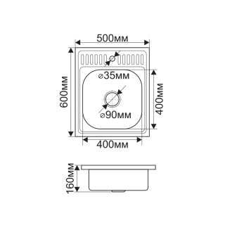Мойка 5050 Melana 0,6/160 хром с сифоном (013t*15)